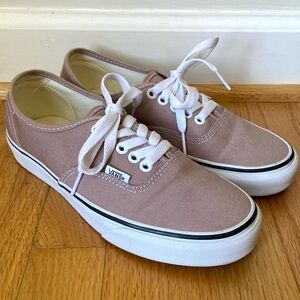 Like New Vans Authentic Taupe Low Top Lace Up Sneaker Size Women’s 8 Men’s 6.5
